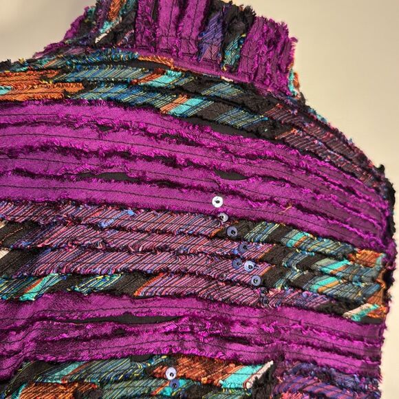 Vintage Chicos cotton silk sequined blouse Size M/Chicos Size 1 - Picture 5 of 7